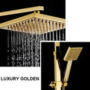 GobekUsa 8" Square Rainfall Shower Faucet Set with Handshower - Wall Mount Single Handle
