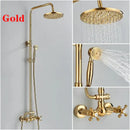 GobekUsa 8" Square Rainfall Shower Faucet Set with Handshower - Wall Mount Single Handle
