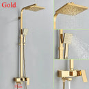 GobekUsa 8" Square Rainfall Shower Faucet Set with Handshower - Wall Mount Single Handle