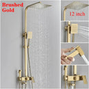 GobekUsa 8" Square Rainfall Shower Faucet Set with Handshower - Wall Mount Single Handle