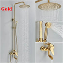 GobekUsa 8" Square Rainfall Shower Faucet Set with Handshower - Wall Mount Single Handle