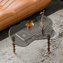 GobekUsa 80*40cm Solid Wood Peanut-Shaped Coffee Table for Living Room