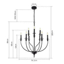 GobekUsa 9-Head Retro Industrial Chandelier Light E14 Candle Pendant Lamp