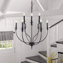 GobekUsa 9-Head Retro Industrial Chandelier Light E14 Candle Pendant Lamp