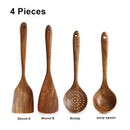 GobekUsa 9-Piece Wooden Cooking Utensils Set with Holder - Teak Kitchen Tools