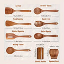 GobekUsa 9-Piece Wooden Cooking Utensils Set with Holder - Teak Kitchen Tools