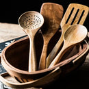 GobekUsa 9-Piece Wooden Cooking Utensils Set with Holder - Teak Kitchen Tools