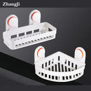 White and orange suction cup bathroom shelf storage rack by Decorbites