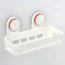 White and orange suction cup bathroom shelf storage rack by Decorbites