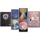 Modern pastel abstract art canvas wall print living room set of 6 by Decorbites