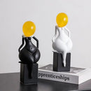 GobekUsa Abstract Art Female Body Decor Figurines Black White Resin Home Decor