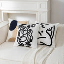 Abstract art line cushion cover white & black living room pillow by Decorbites