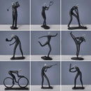 Abstract athlete statue sculpture – black & silver office decor by Decorbites
