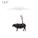 GobekUsa Abstract Black Yak Golden Cow Sculpture Decorative Metal Figurine