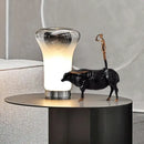GobekUsa Abstract Black Yak Golden Cow Sculpture Decorative Metal Figurine