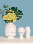 GobekUsa Abstract Character White Ceramics Vase Home Decor Handcrafted Modern Flower Arrangement