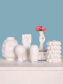 GobekUsa Abstract Character White Ceramics Vase Home Decor Handcrafted Modern Flower Arrangement