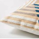 Modern navy & peach abstract embroidered pillow cover living room by Decorbites