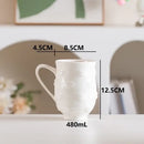 Abstract face white ceramic mug dining room geometric teacup by Decorbites