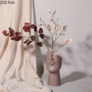 GobekUsa Abstract Face Ceramic Vase for Table Flowers Decoration