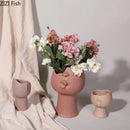 GobekUsa Abstract Face Ceramic Vase for Table Flowers Decoration