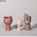 GobekUsa Abstract Face Ceramic Vase for Table Flowers Decoration