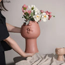 GobekUsa Abstract Face Ceramic Vase for Table Flowers Decoration