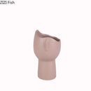 GobekUsa Abstract Face Ceramic Vase for Table Flowers Decoration