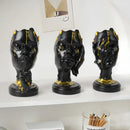 Abstract black and gold mask silence face figurine living room decor by Decorbites