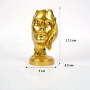 Abstract black and gold mask silence face figurine living room decor by Decorbites