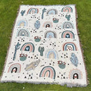 Abstract face pattern throw blanket off white bedroom decor by Decorbites