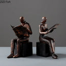 GobekUsa Abstract Figure Sculpture Bookend Resin Statue Desk Decoration Bookshelf Statuette
