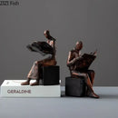 GobekUsa Abstract Figure Sculpture Bookend Resin Statue Desk Decoration Bookshelf Statuette