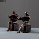 GobekUsa Abstract Figure Sculpture Bookend Resin Statue Desk Decoration Bookshelf Statuette