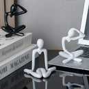 Minimalist white ceramic abstract figures living room ornament by Decorbites
