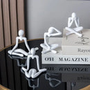 Minimalist white ceramic abstract figures living room ornament by Decorbites