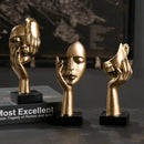 Modern gold abstract figurines – office desk resin face sculptures by Decorbites