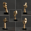 Modern gold abstract figurines – office desk resin face sculptures by Decorbites