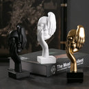 Modern gold abstract figurines – office desk resin face sculptures by Decorbites
