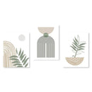 GobekUsa Abstract Green Plants Wall Art Trio