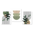 GobekUsa Abstract Green Plants Wall Art Trio