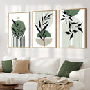 GobekUsa Abstract Green Plants Wall Art Trio