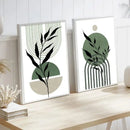 GobekUsa Abstract Green Plants Wall Art Trio