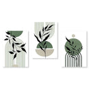 GobekUsa Abstract Green Plants Wall Art Trio