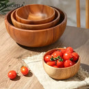 GobekUsa Acacia Wooden Salad Bowl - Anti-scalding Wooden Bowl for Fruit, Vegetables, and Ice Cream