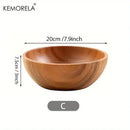 GobekUsa Acacia Wooden Salad Bowl - Anti-scalding Wooden Bowl for Fruit, Vegetables, and Ice Cream