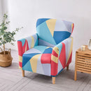 Geometric orange & black accent chair cover – living room slipcover by Decorbites