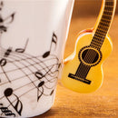 White and yellow acoustic guitar mug kitchen ceramic music cup by Decorbites