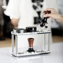 Clear acrylic coffee bar powder press rack kitchen utensil stand by Decorbites