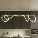 GobekUsa Acrylic Flex Tube Suspension Light: Minimalist LED Island Lamp in Gold with Linear Arm - Warm/White/Natural Light